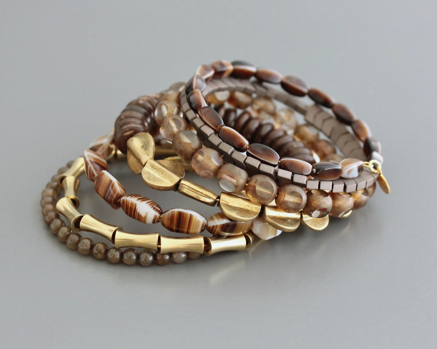 Glass and Hematite Brown Wrap Bracelet