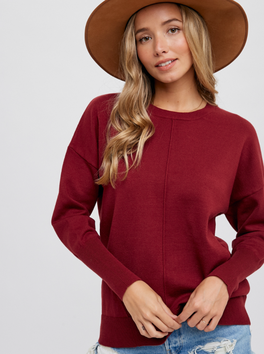 Classic Crew Dolman Sweater - Ruby