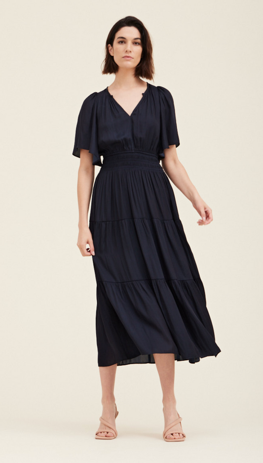 Midnight Midi Satin Dress