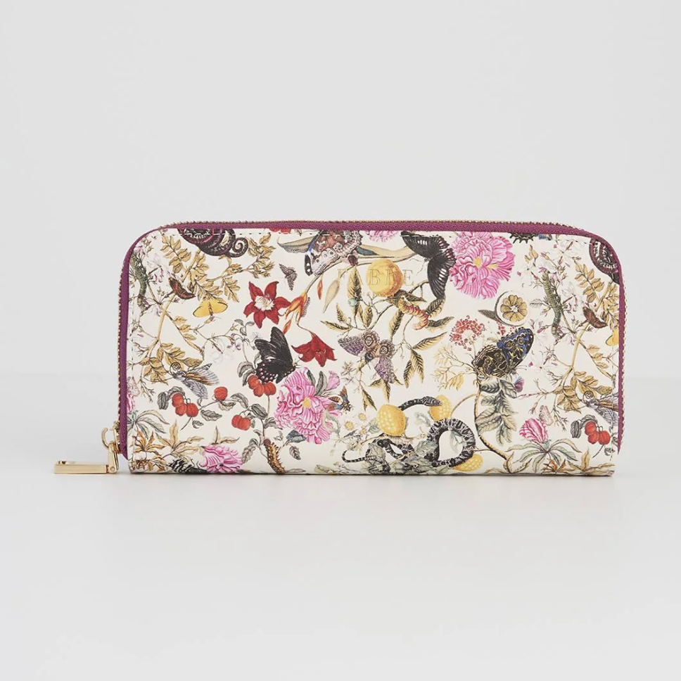 Floral Engravings Large Zip Wallet
