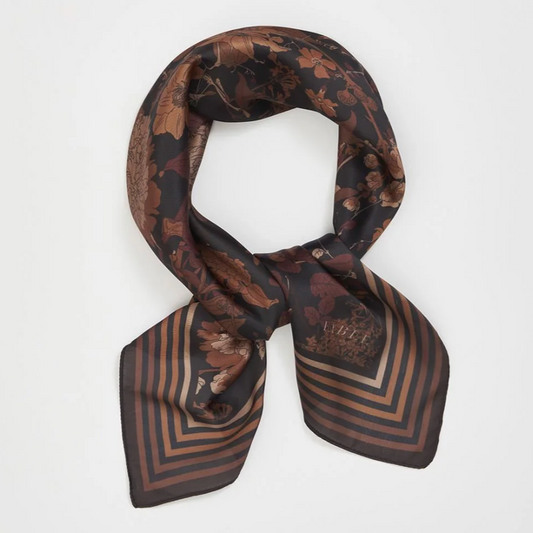 Deco Blooms Black Square Scarf
