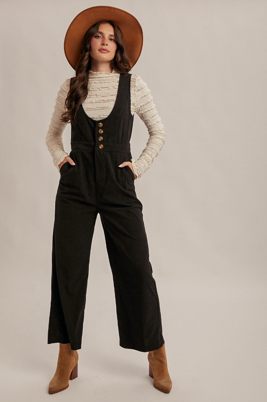 Scoop Neck Corduroy Jumpsuit