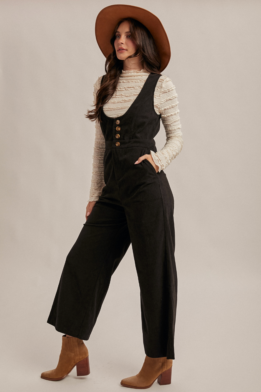 Scoop Neck Corduroy Jumpsuit
