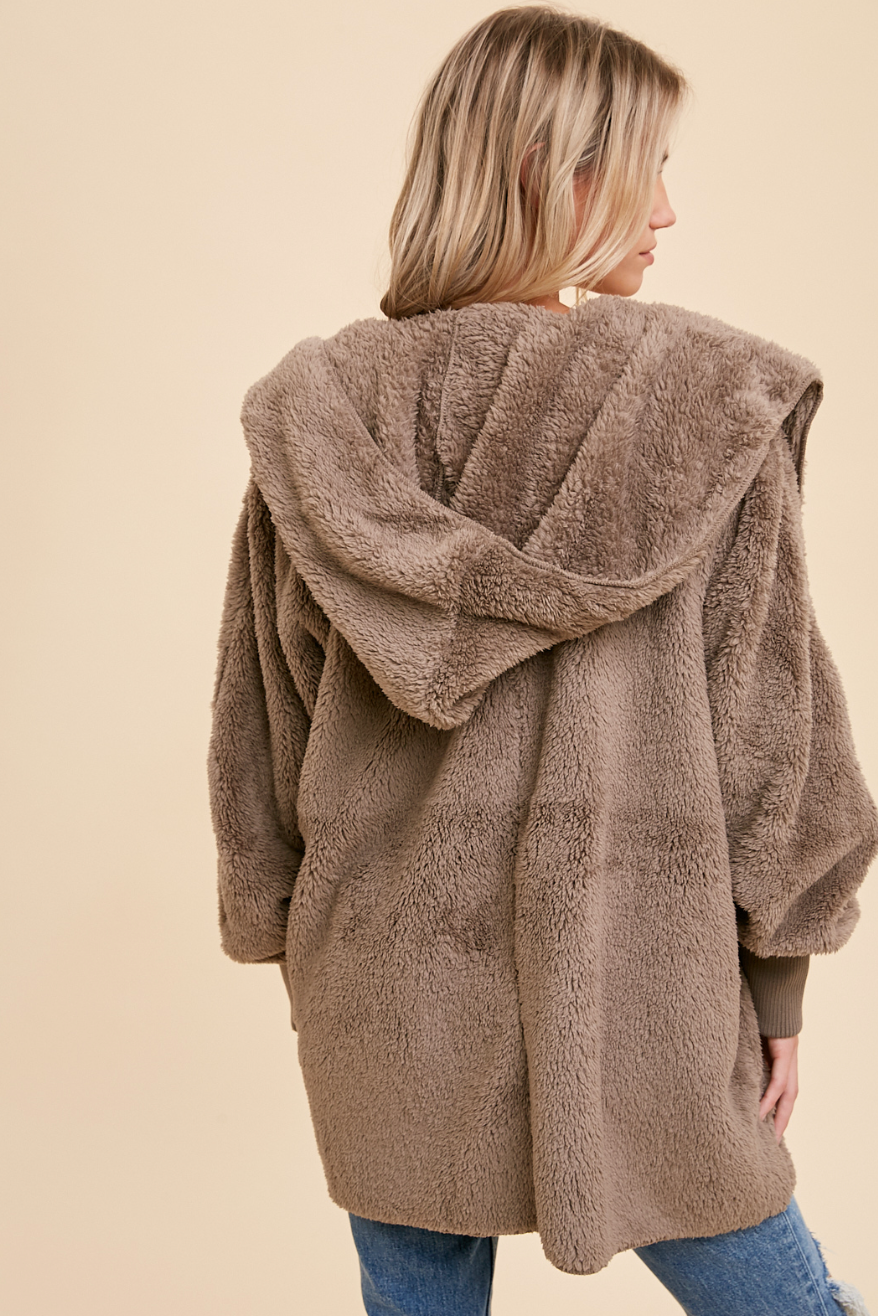 Cozy Plush Hoodie - Cafe
