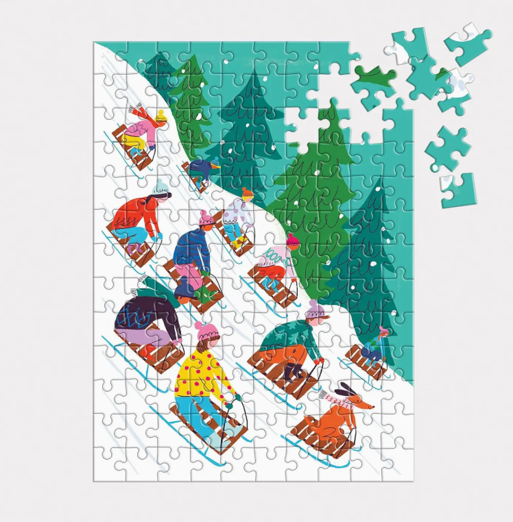 Winter Sledding - 130pc Puzzle Ornament