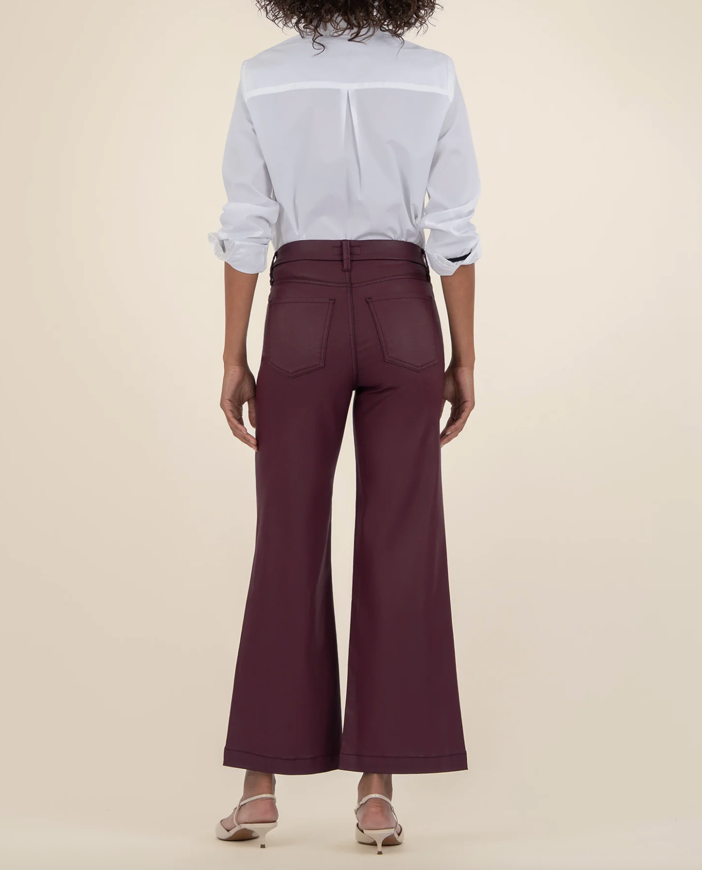 Meg Coated High Rise Wide Leg - Blackberry Coated