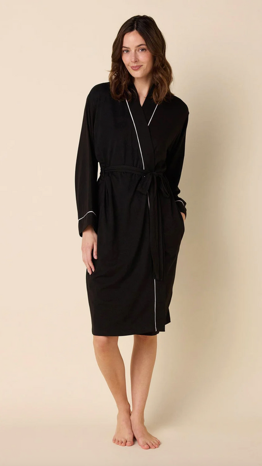 The Cat's Pajamas – Classic Pima Knit Kimono Robe - Midnight