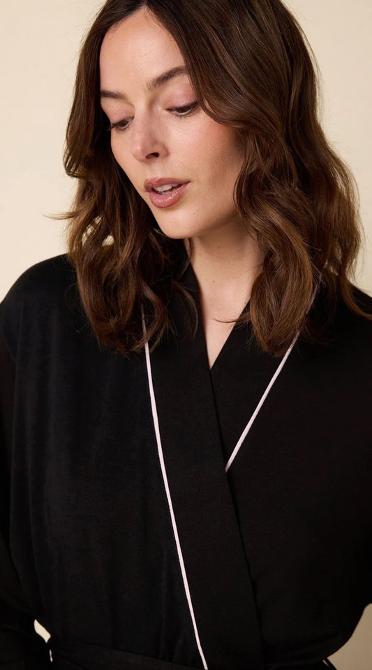 The Cat's Pajamas – Classic Pima Knit Kimono Robe - Midnight