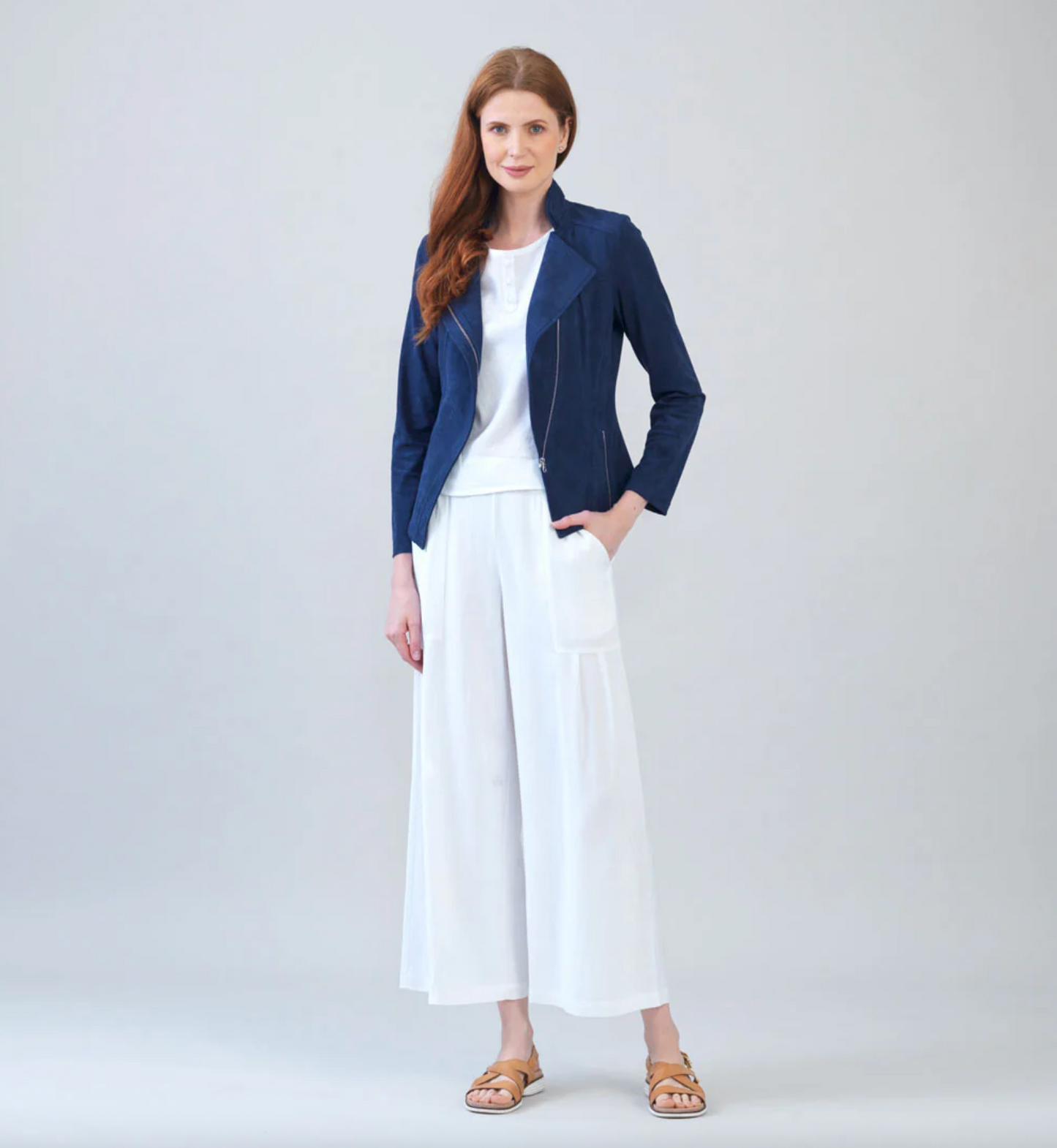 Soft Cotton Pleated Wide Leg Ankle Pant