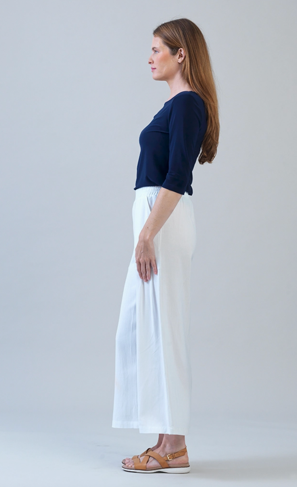 Soft Cotton Pleated Wide Leg Ankle Pant
