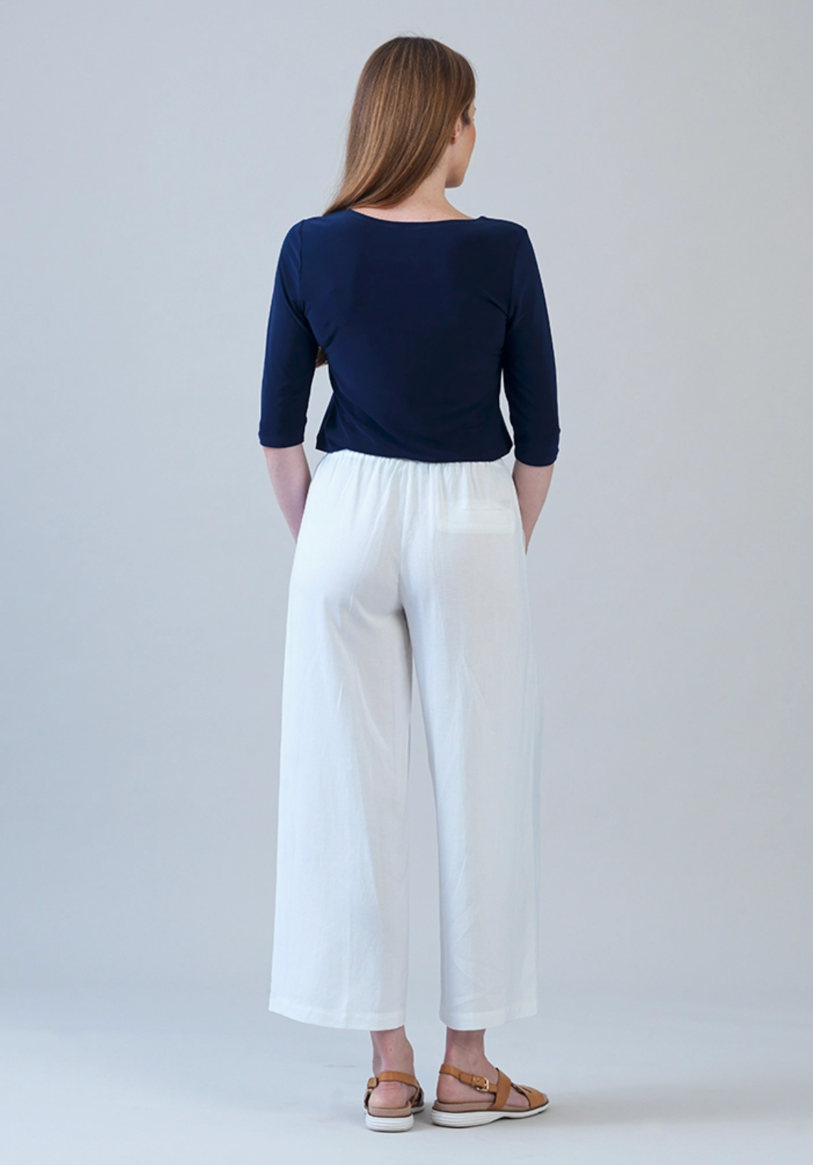 Soft Cotton Pleated Wide Leg Ankle Pant