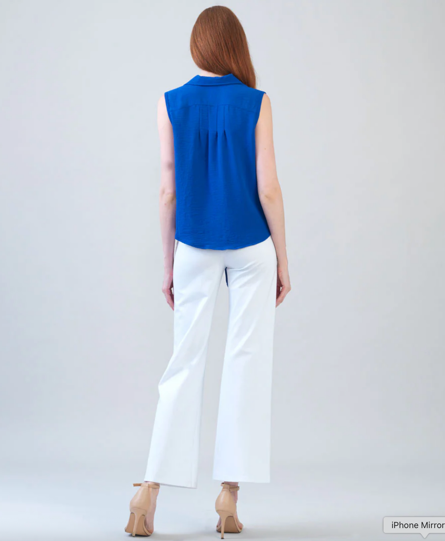 Sleeveless Button Down Tie Hem Top - Cobalt