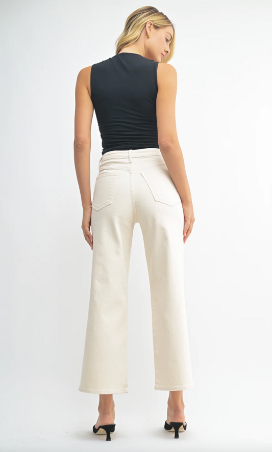 JUST BLACK DENIM The Patch Pocket Wide Leg - Almond