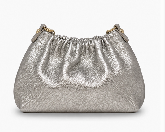 Pewter Leather Clutch & Crossbody Bag