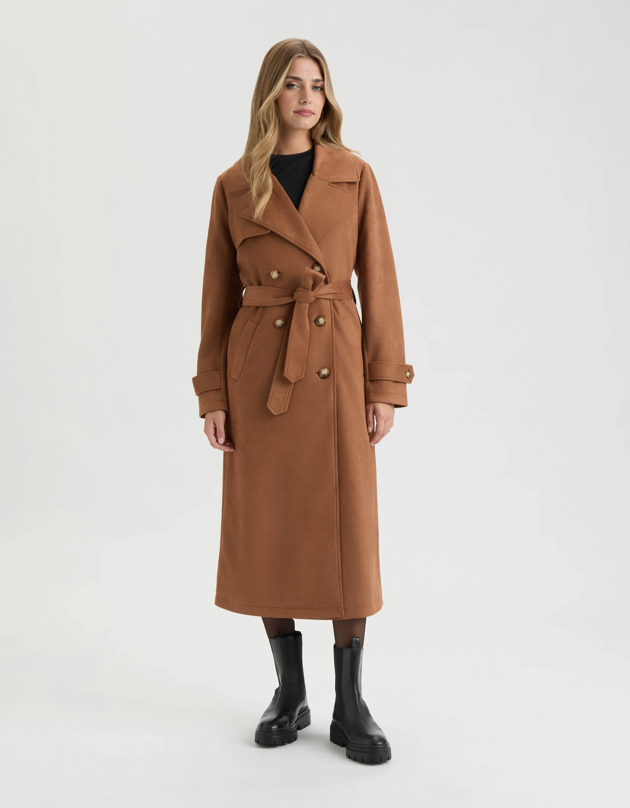 Super Soft Vegan Suede Trench Coat