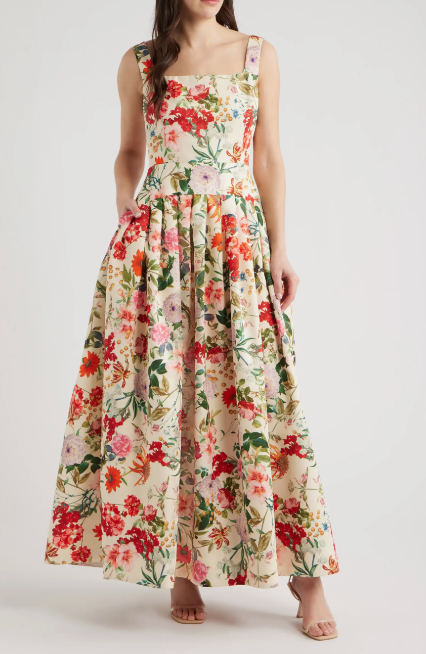 Garden Party Floral A-Line Gathered Dress