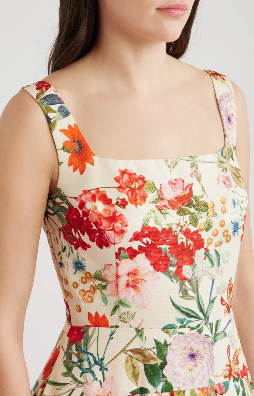 Garden Party Floral A-Line Gathered Dress