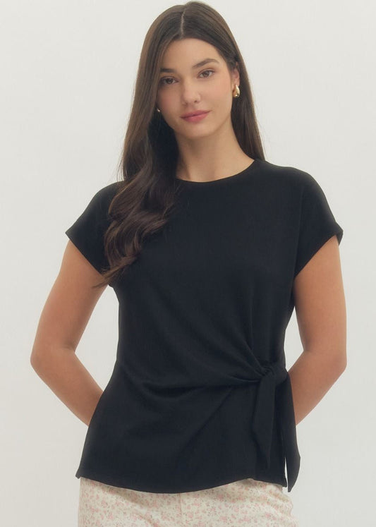Side Tie Top - Black