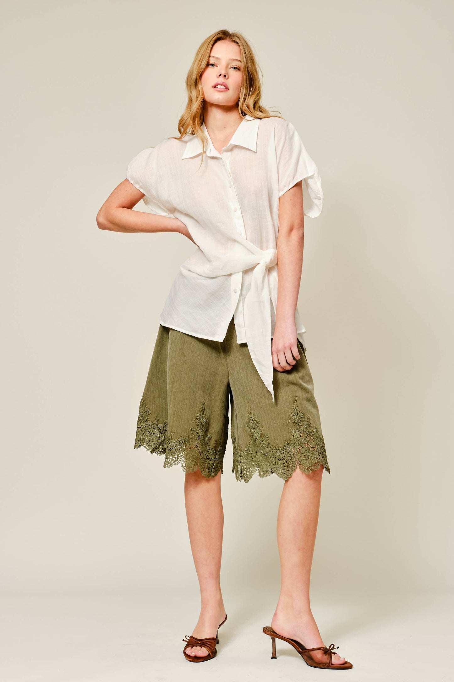 Side Tie Linen Tunic Top
