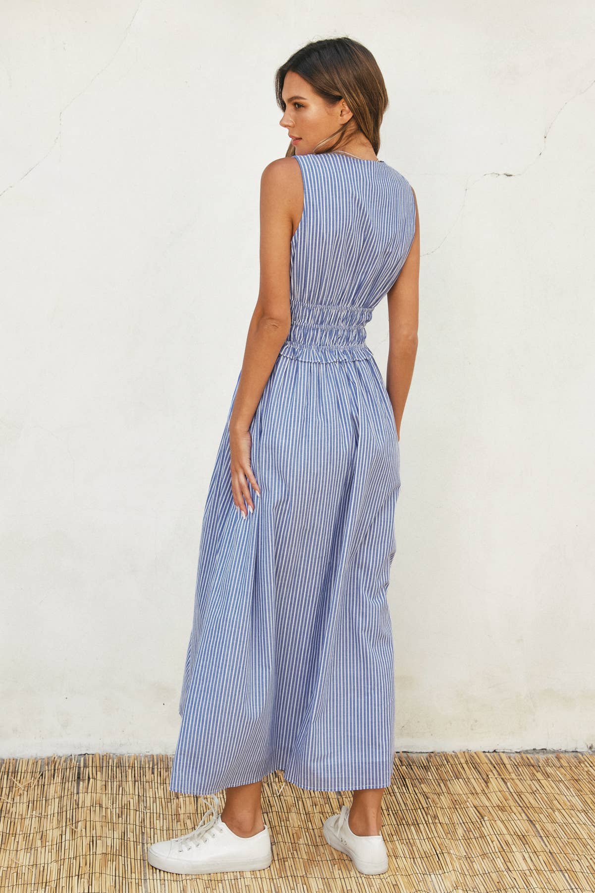 Poplin Striped Midi Dress
