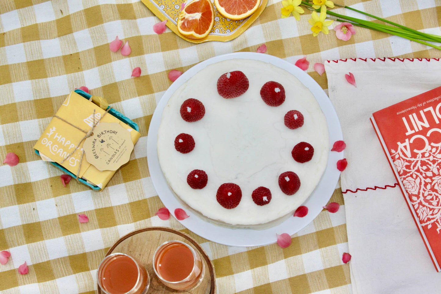 Beeswax Strawberry Birthday Candles