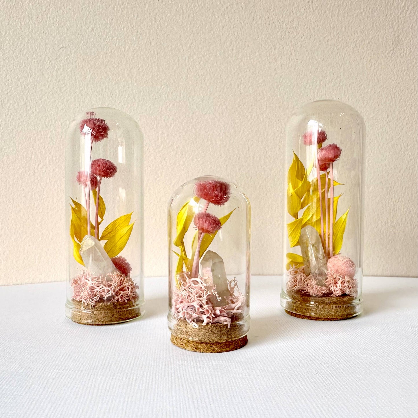 Pink Crystal Fairy Garden Mini Glass Terrarium
