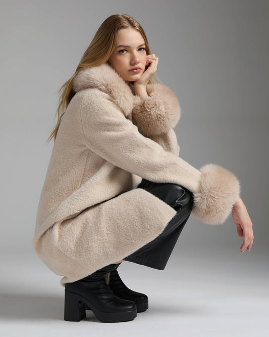 Longline Coatigan With Detachable Faux Fur