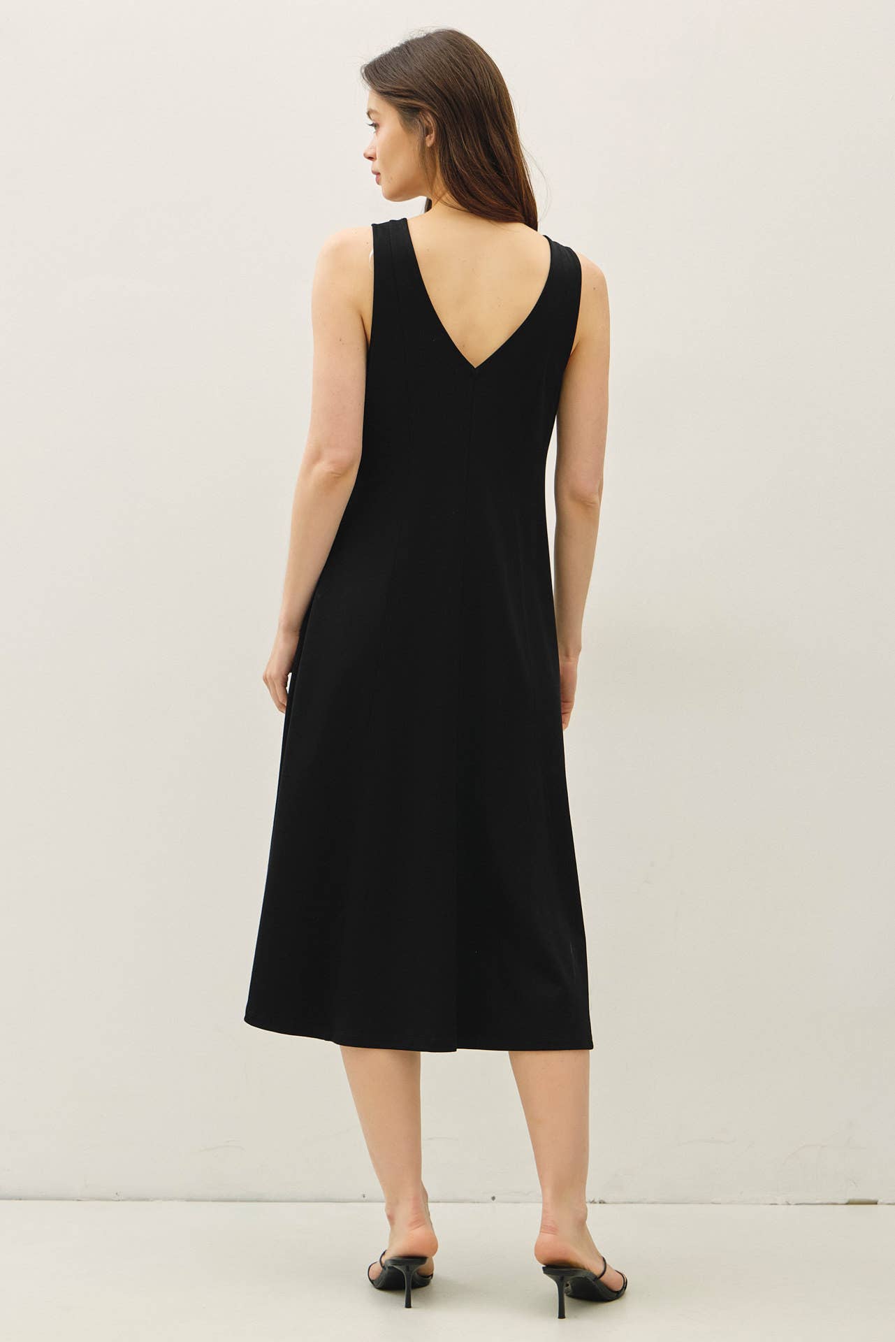 Double V-Neck Full A-Line Dress