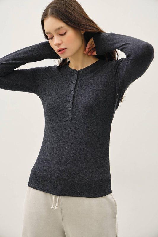 Soft & Slinky Modal Ribbed Henley Top