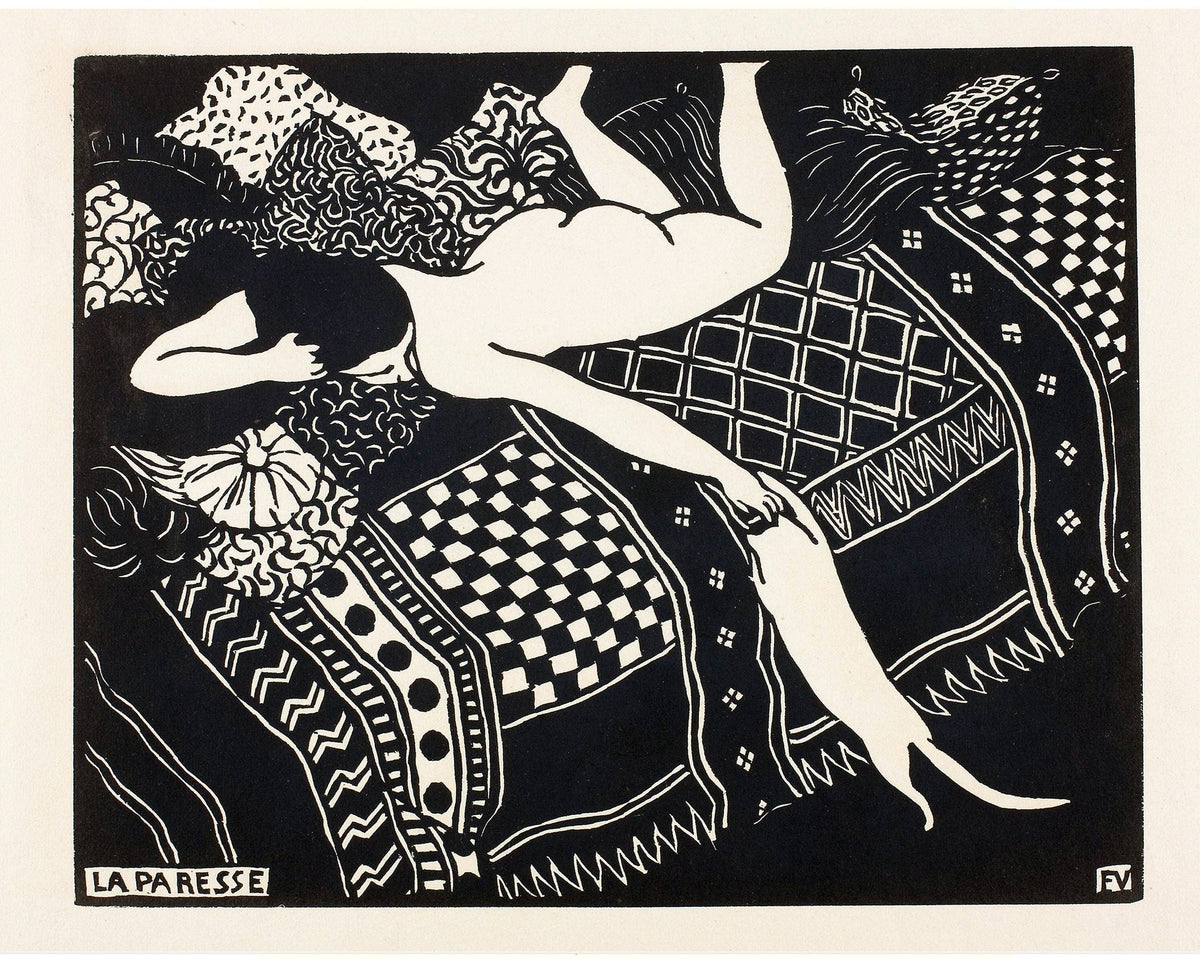Vintage Nude Fine Art Print | Woman petting cat | Edvard Munch