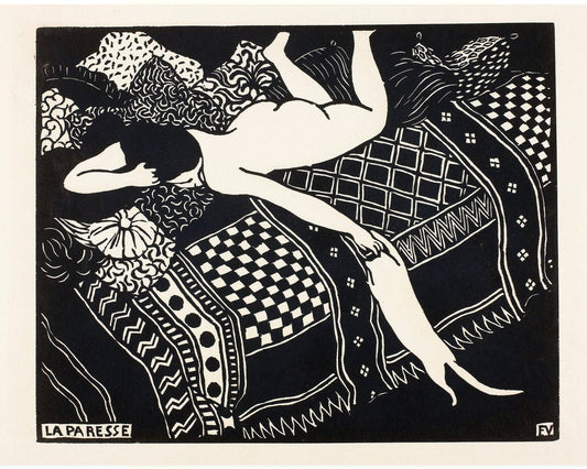 Vintage Nude Fine Art Print | Woman petting cat | Edvard Munch