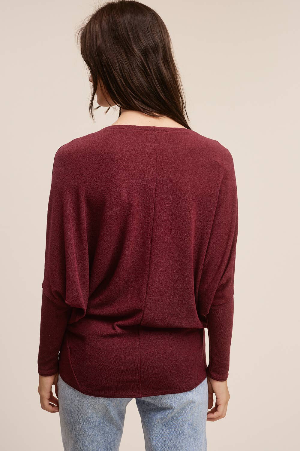 Crepe Hacci Dolman Top - Burgundy