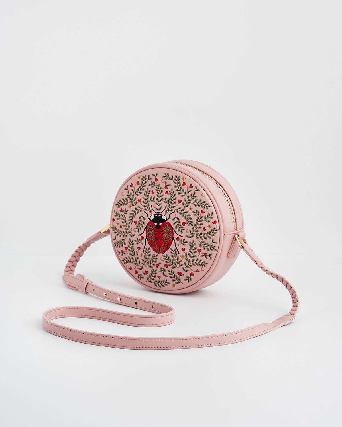 Ladybug Pink Embroidered Circle Bag
