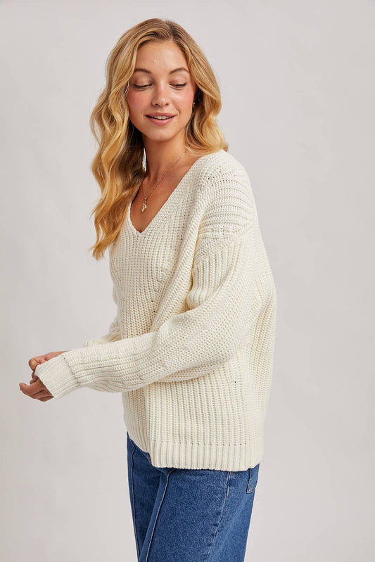 Cream Knit Sweater Pullover