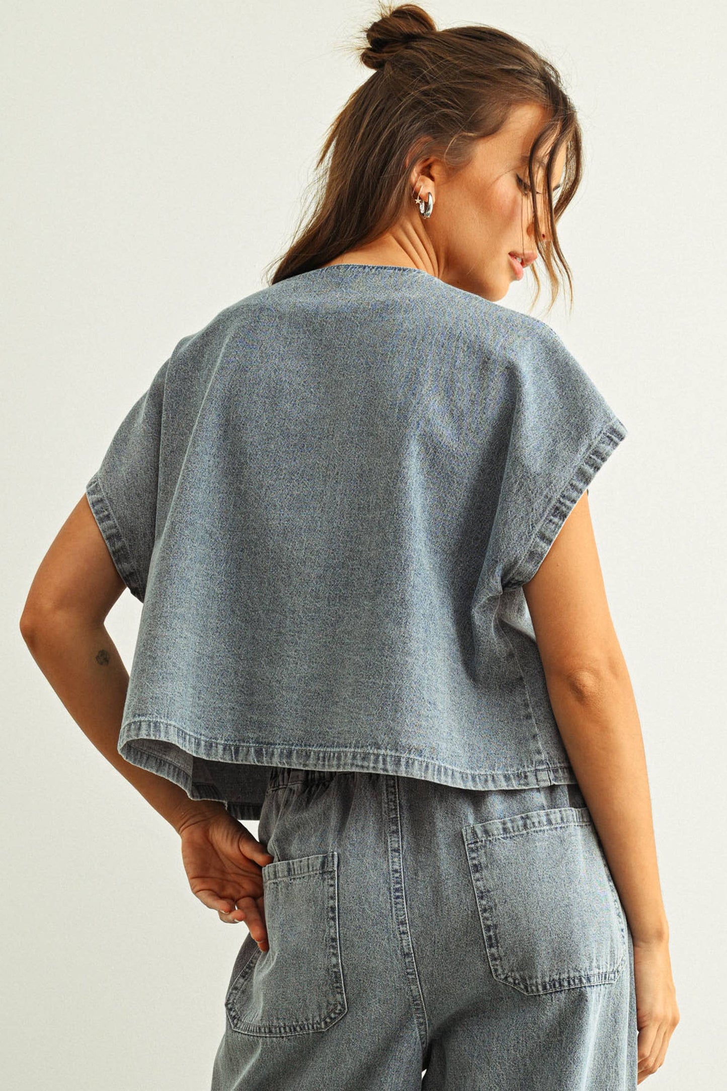 Denim Tied Front Top