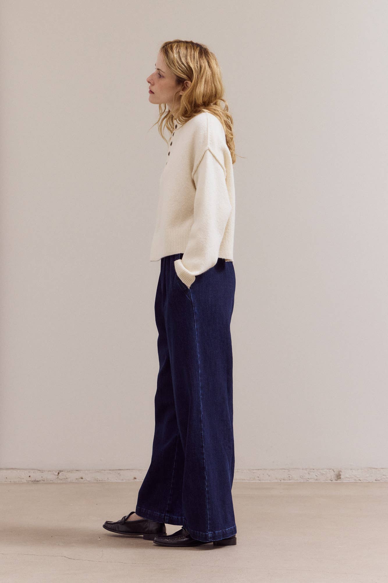 Half Button Down Sweater - Ivory