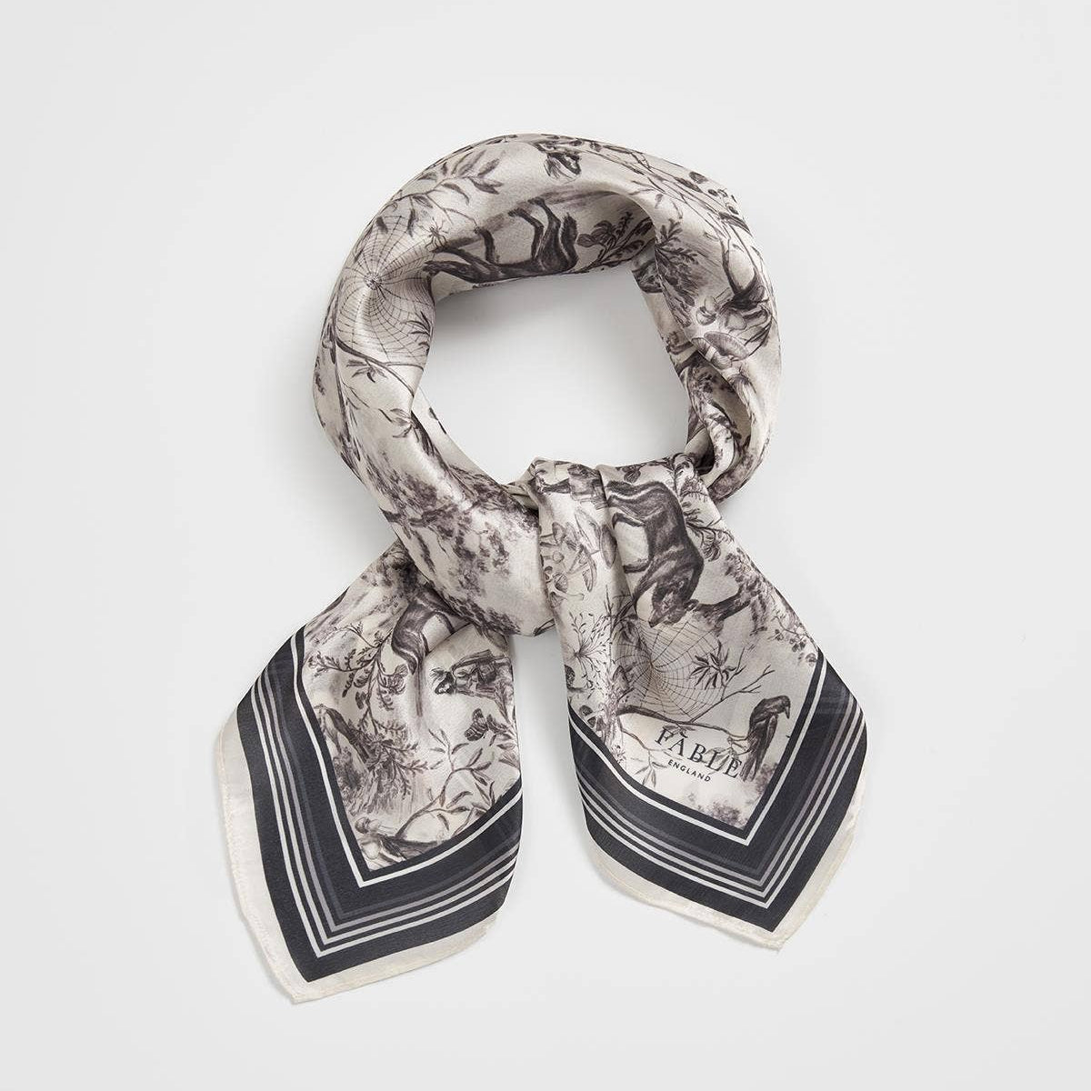 Wolf Garden Toile Black Square Scarf