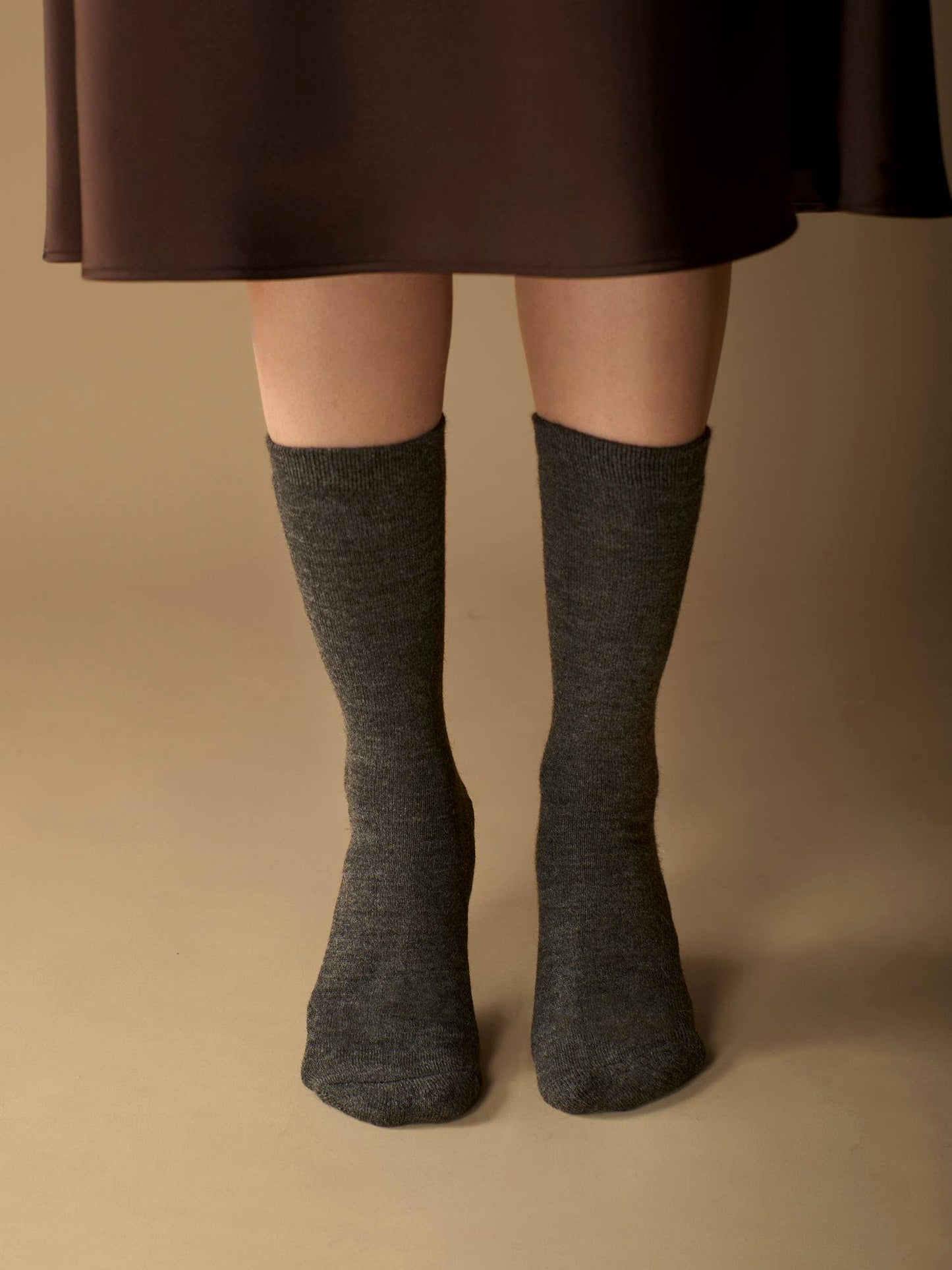 Solid Alpaca Crew Socks - Charcoal