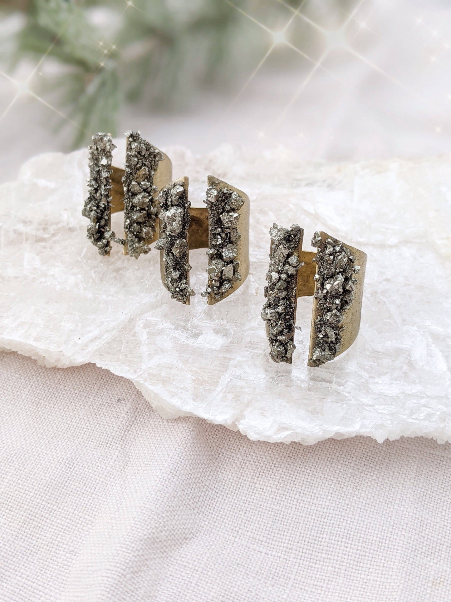 Split Pyrite Brass Ring