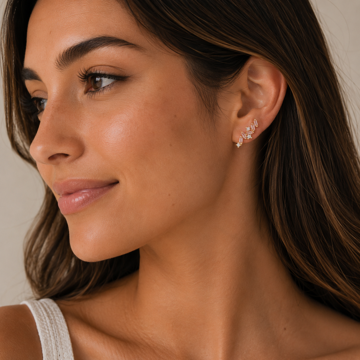Cascading Baguette Drop - Gold Earrings