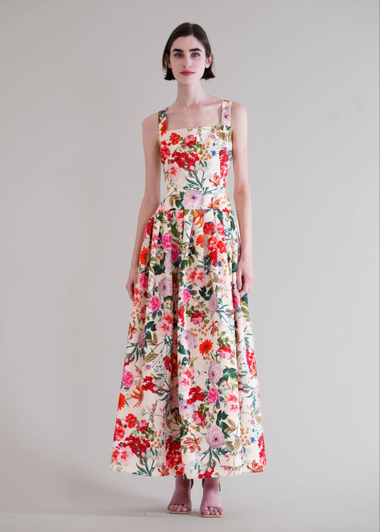 Garden Party Floral A-Line Gathered Dress
