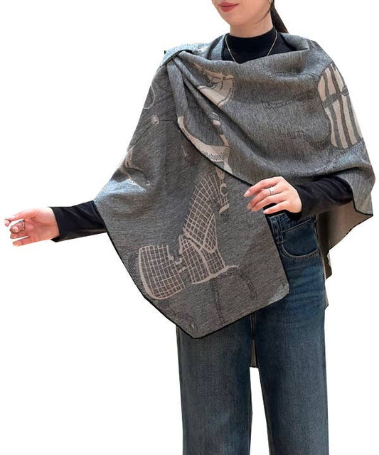 Cozy Cashmere Like Loop Travel Wrap - Equestrian Tan Trotter