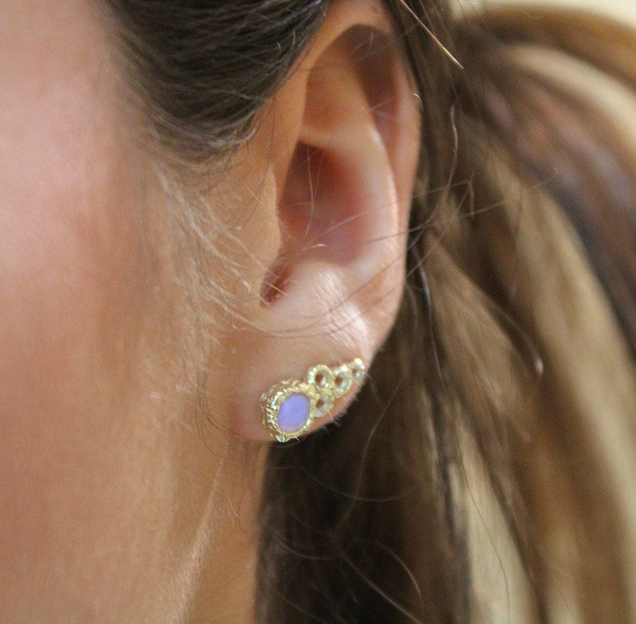 Opalite Topaz Ear Climbers