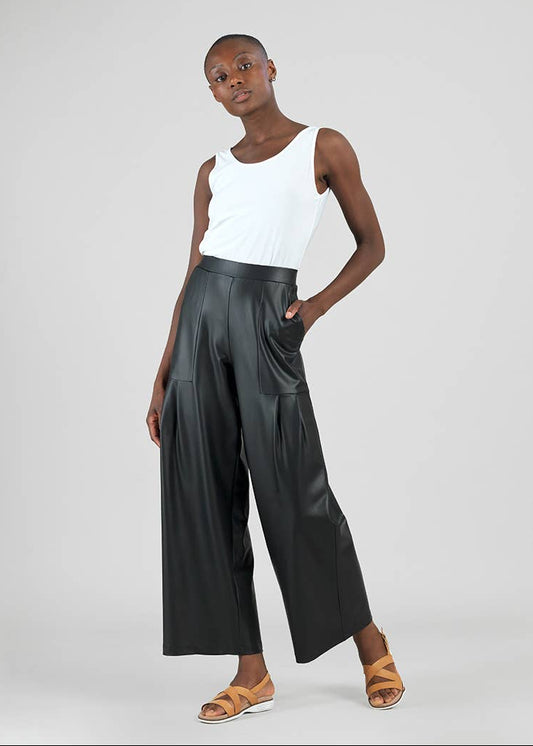 Liquid Leather™ - Sheen Pleated Wide Leg Pocket Pant