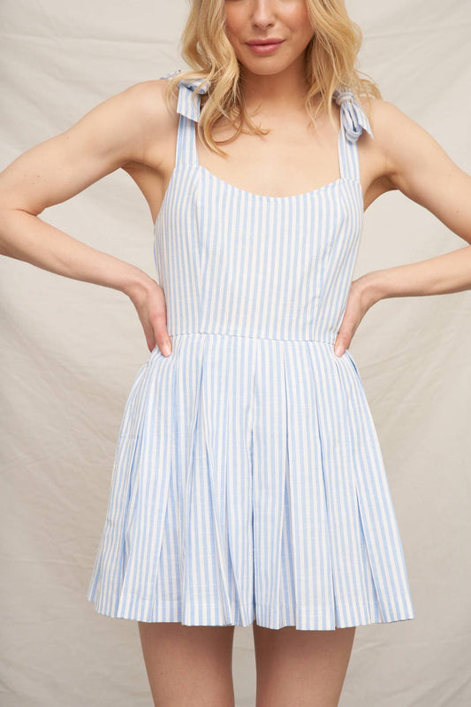 Sweet Striped Pleated Romper