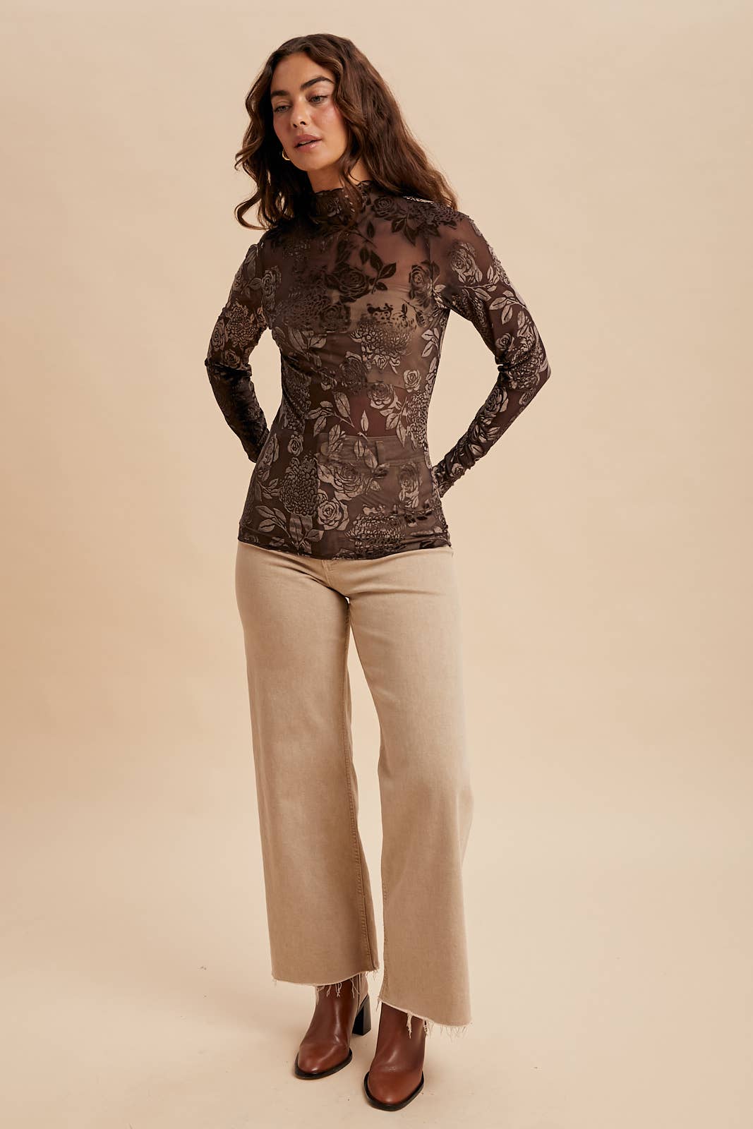 Burnout Velvet Mesh Top
