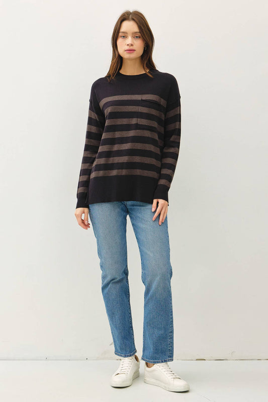 Sarah Striped Basic Sweater