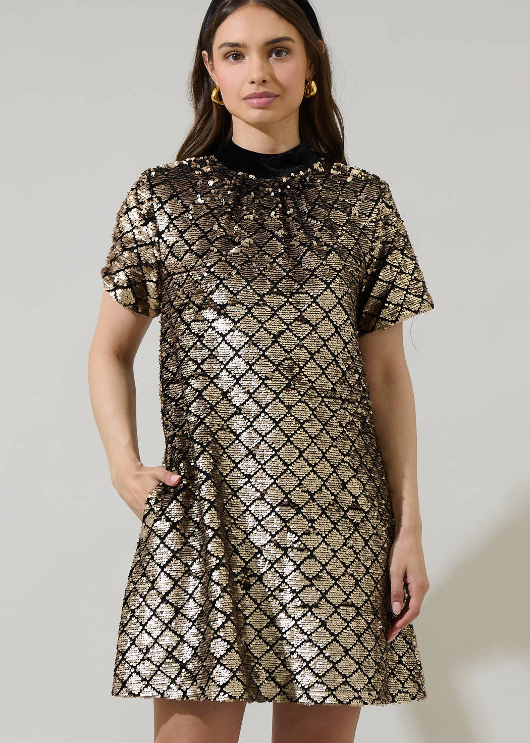 Nova Sequin Back Bow Mini Dress