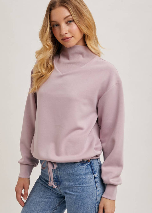 Vanessa Mock Neck Drawstring Pullover Top