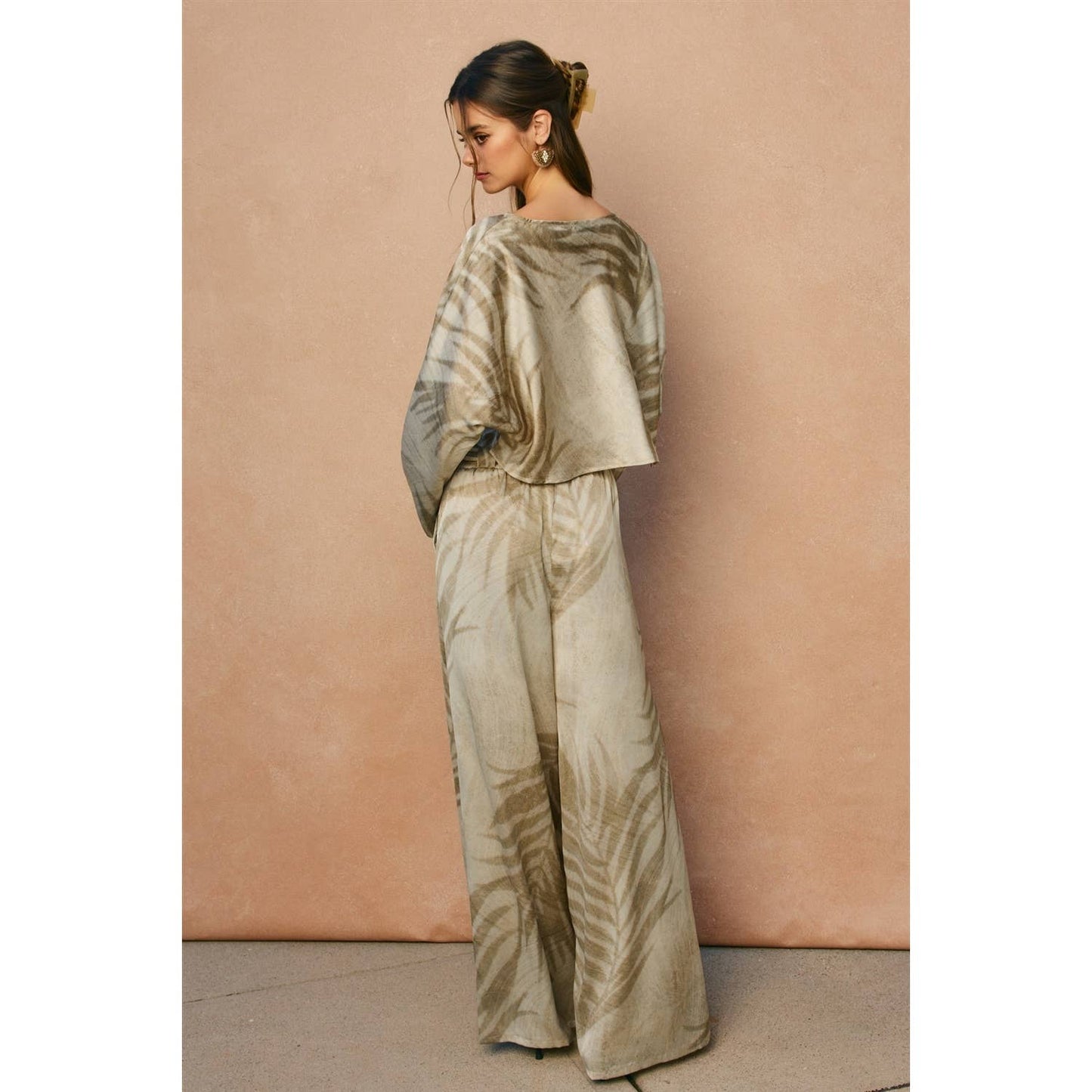 Sandstone Palm Looped Belt Pants